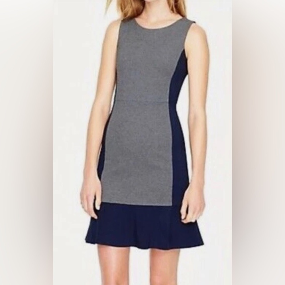 J. Crew Colorblock Sleeveless Ponte Knit Dress, Gray/Navy, Size 00